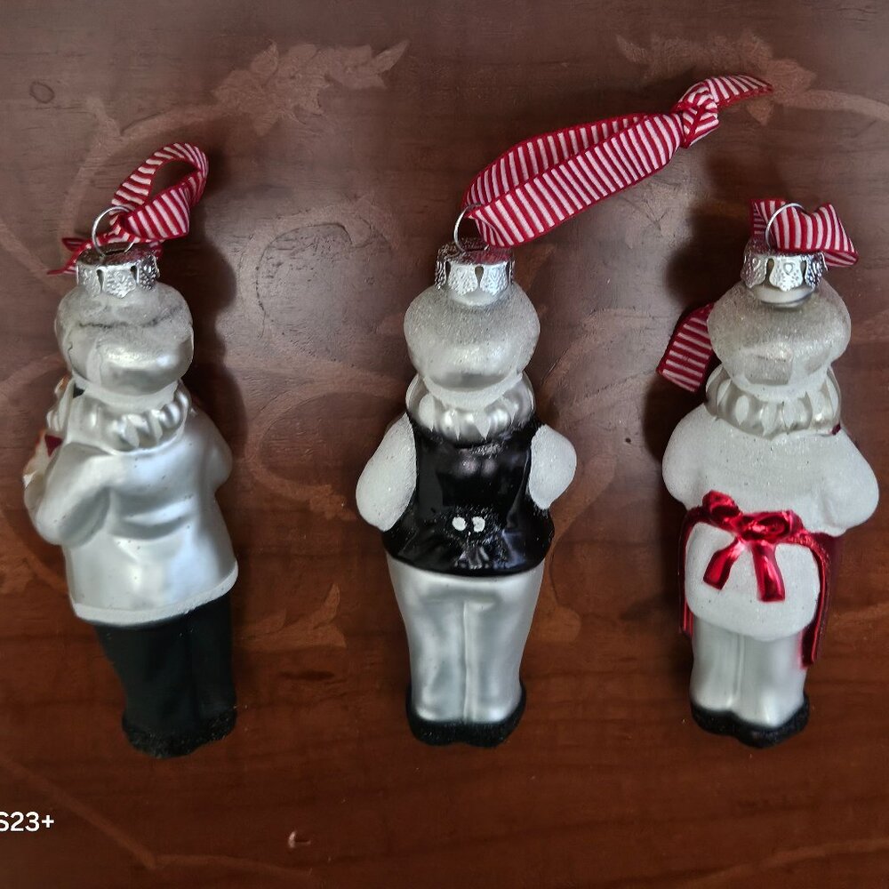 SET 2012 WILLIAMS-SONOMA SANTA CHEF COOK HAND PAINTED GLASS CHRISTMAS ORNAMENTS - Picture 12 of 13